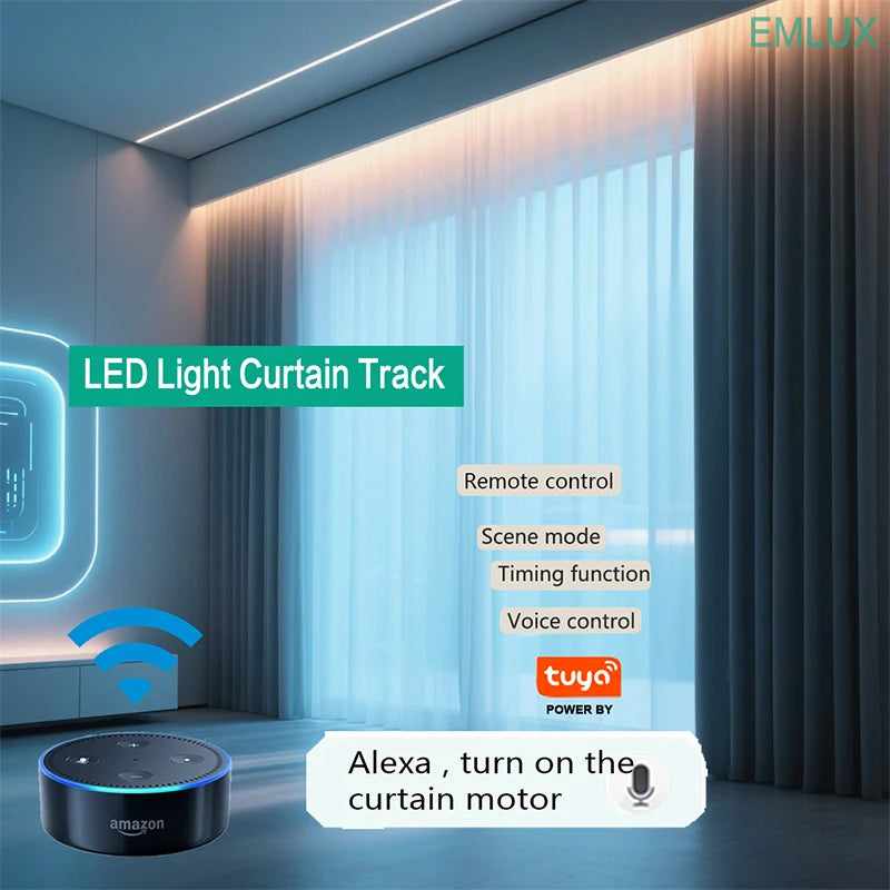 LED Lights Curtain Track 50000H Lifespan 3-Year Warranty Electronic/Digital Silent Motor