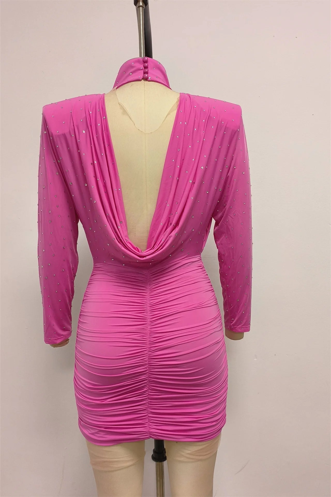 Diamond Pink Dresses Rhinestones Party Dress Elegant for Women