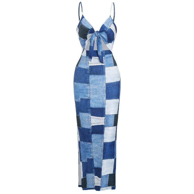 Night dresses for woman sexy tight knit bow sleeveless halter dress backless halter floor length long gowns for women elegant