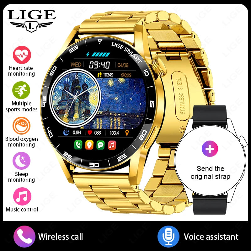 LIGE 2025 New Smartwatch Men For Android iOS Phone 1.38" HD Bluetooth Call Heart Rate Monitor Waterproof Sport Smart Watch Women