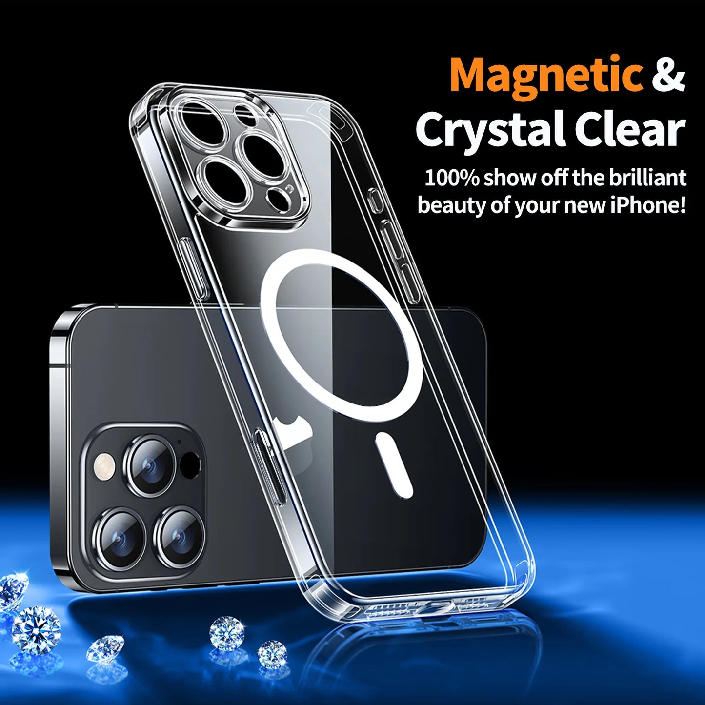 IPhone 17 16 15 14 Plus 13 12 11 Pro Xs Max Air XR 16e 7 8 Plus SE 2020 2022 Magsafe Case Clear Acrylic Shockproof Cover