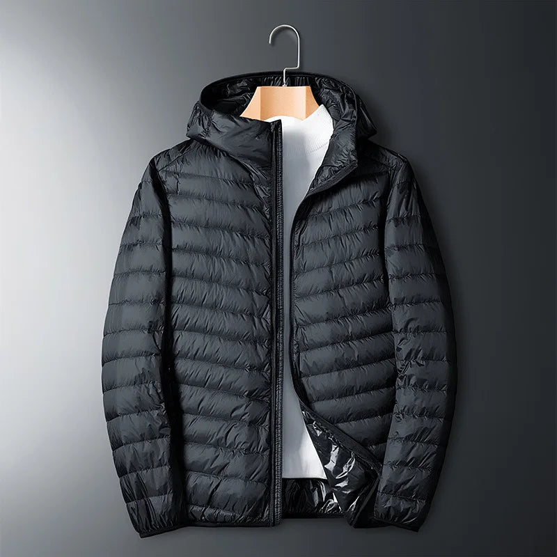 Plus Size thin and light hooded men's down jacket large size coat man puffer plus size winter jacket men 9XL 10XL 11XL 13XL 14XL