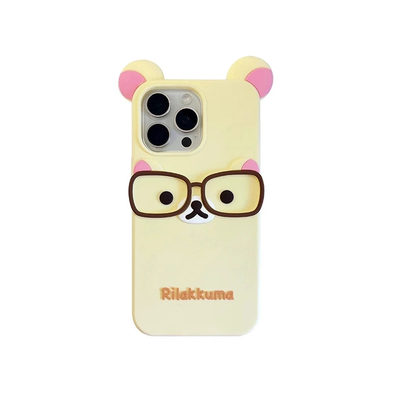 New Glasses Rilakkuma For iPhone 17 16 15 14 13 12 11 Pro Max Plus 6 7 8 Plus Silicone Soft Cover Case