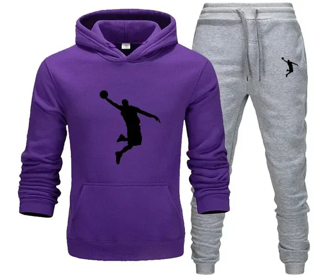 A new 2-piece set for men's casual sports hooded pullovers and sweatpants for outdoor jogging in Europe and America in 2025