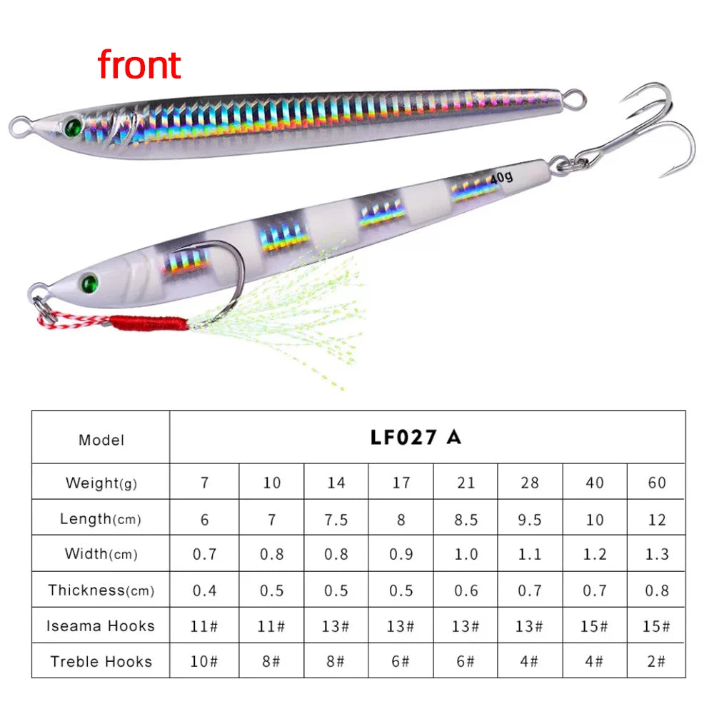 Metal Jig Bait Weight 7g-60g Trolling hard bait bass fishing tackle trout diving bait Sea Fishing Lures Pesca