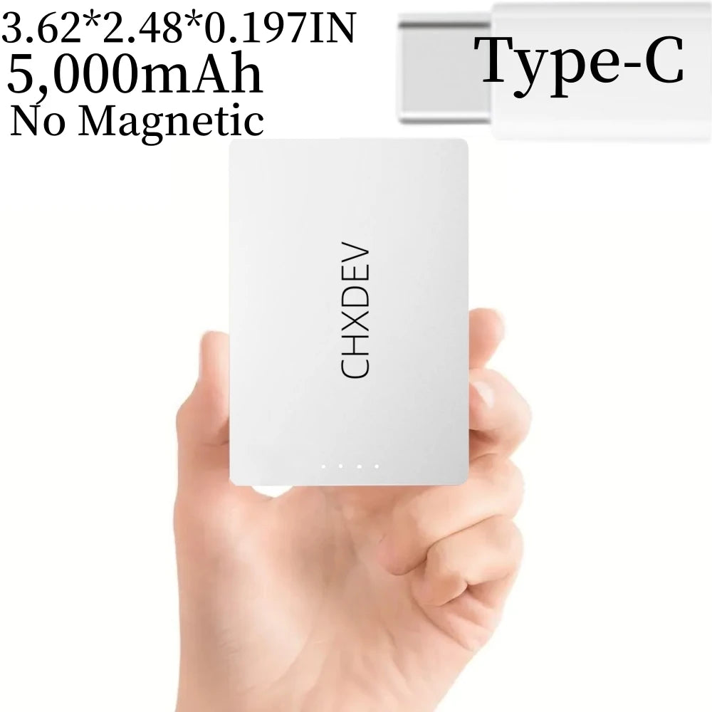 Ultra-Thin Magnetic Power Bank Ultra-Slim 8000mAh Charger , Mini Power Banks For Card Holder Wallet, For IPhone XIAOMI