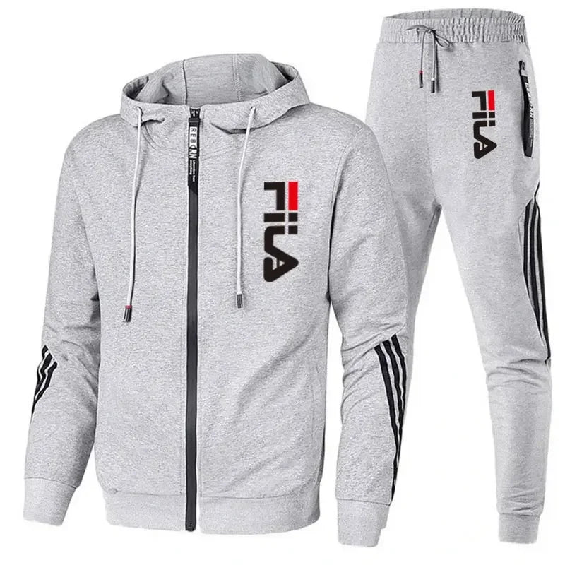 Spring/autumn Outdoor Zip-up Jacket + Sports Pants Jogging Set; Casual Basketball and Fitness Two-piece Set; High-end Fashionabl