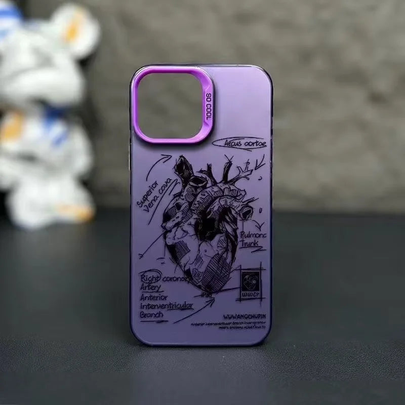 Creative Cardiovascular model Heart Medical Phone Case For iPhone 15 Pro Max 11 12 13 14 16 Pro XS XR 7 8 Plus Anti-drop Cover