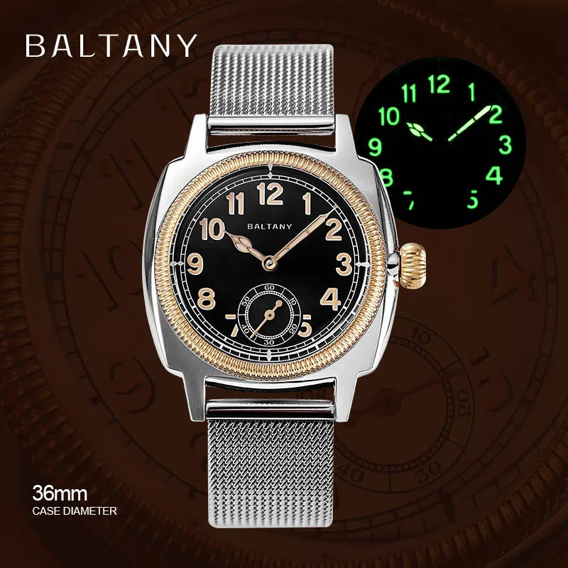 Baltany S4036F 36MM 1926S Oyster Tribute Watch Man Stainless Steel Waterproof Vintage Gold Bezel Automatic Mechanical Watches