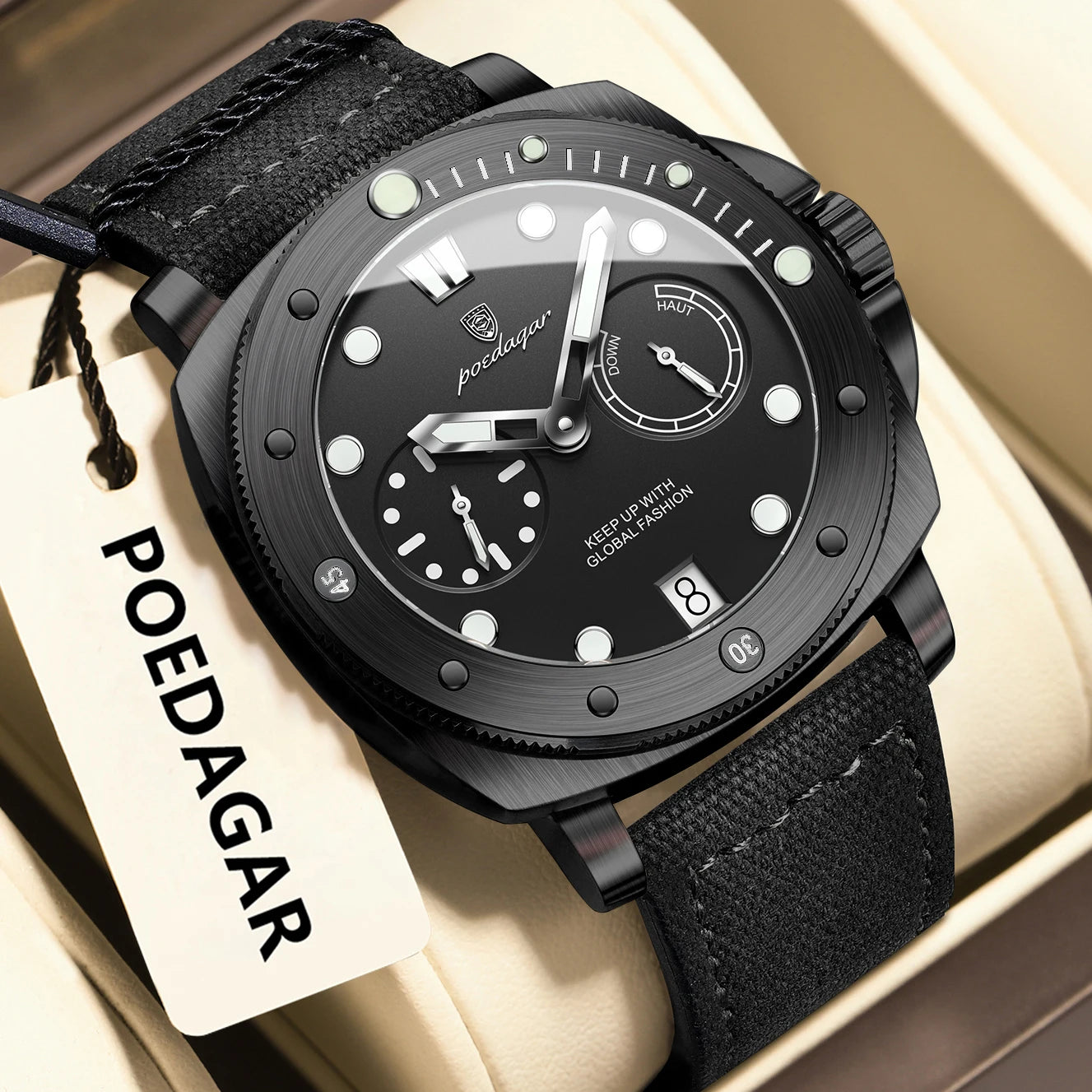 POEDAGAR High Quality Military Watch For Man Waterproof Luminous Date Fashion Men Clock Nylon Leather Quartz Men's Watches Reloj