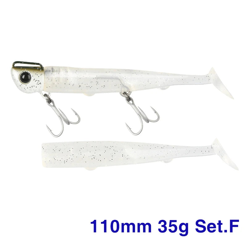 Soft Worm 110mm 35g Ultra Long Casting Fishing Lure For Seabass Flounder Sea Fishing Soft Bait With Jig Hooks