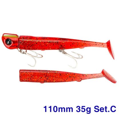 Soft Worm 110mm 35g Ultra Long Casting Fishing Lure For Seabass Flounder Sea Fishing Soft Bait With Jig Hooks