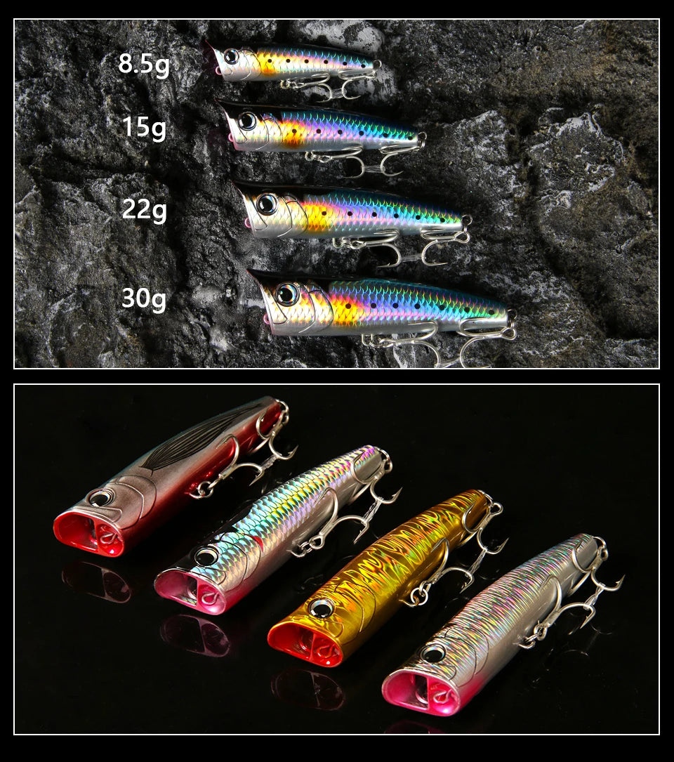 Popper 8.5-30g floating Rock pop Artificial Hard Baits for Bass Perch Pike Fishing Lure