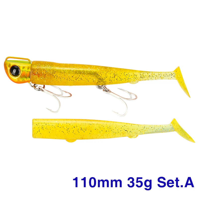 Soft Worm 110mm 35g Ultra Long Casting Fishing Lure For Seabass Flounder Sea Fishing Soft Bait With Jig Hooks