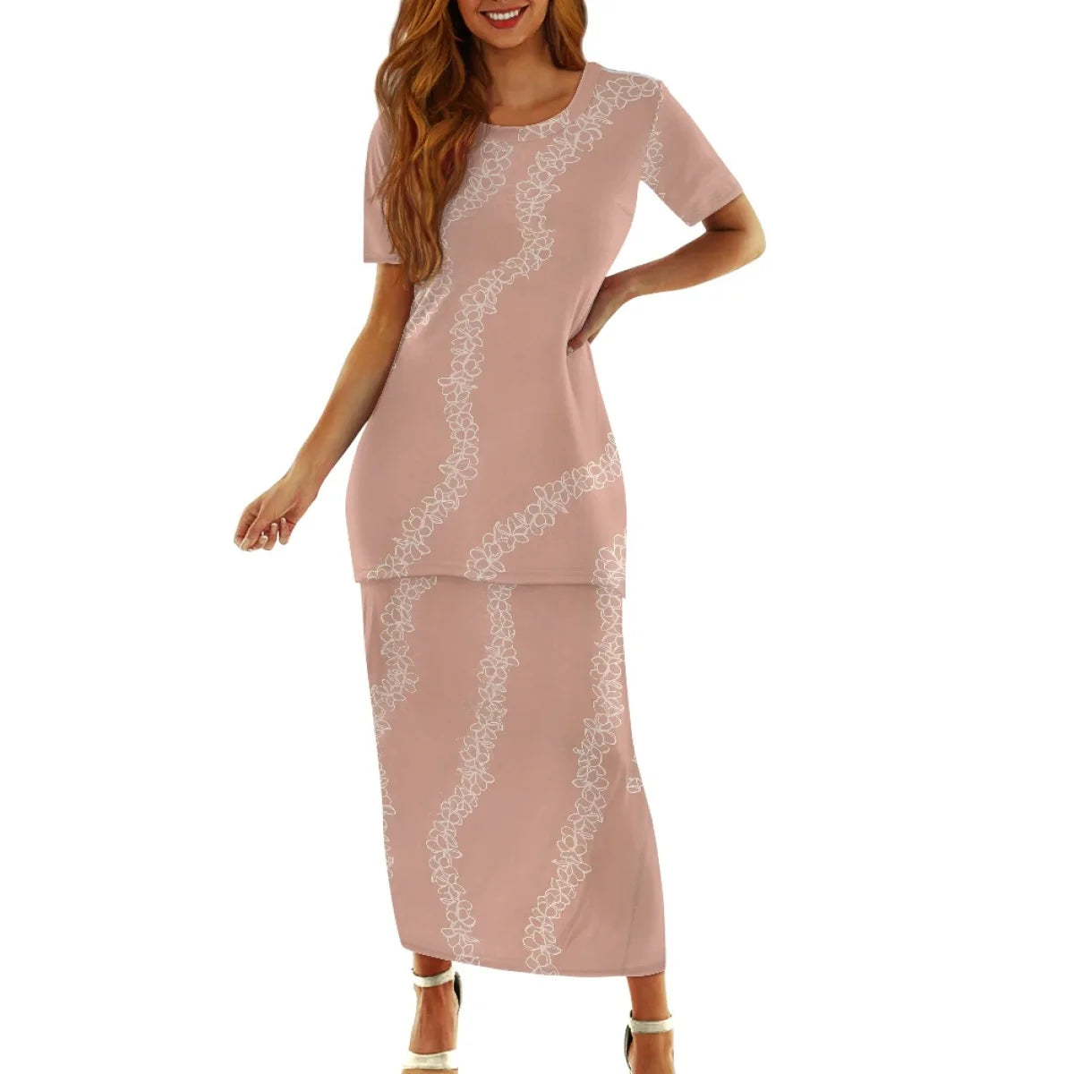 Samoa Tapa Puletasi PTaha Puletaha Samoan Dress & Maxi Skirt Set for Women Sweet Style 2Pcs Tops