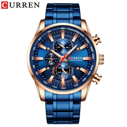 Curren 8351 Man Watches Quartz Stainless Steel Band Clock Luminous Hands Luxury Business Sporty Chronograph Wristwatches For Men