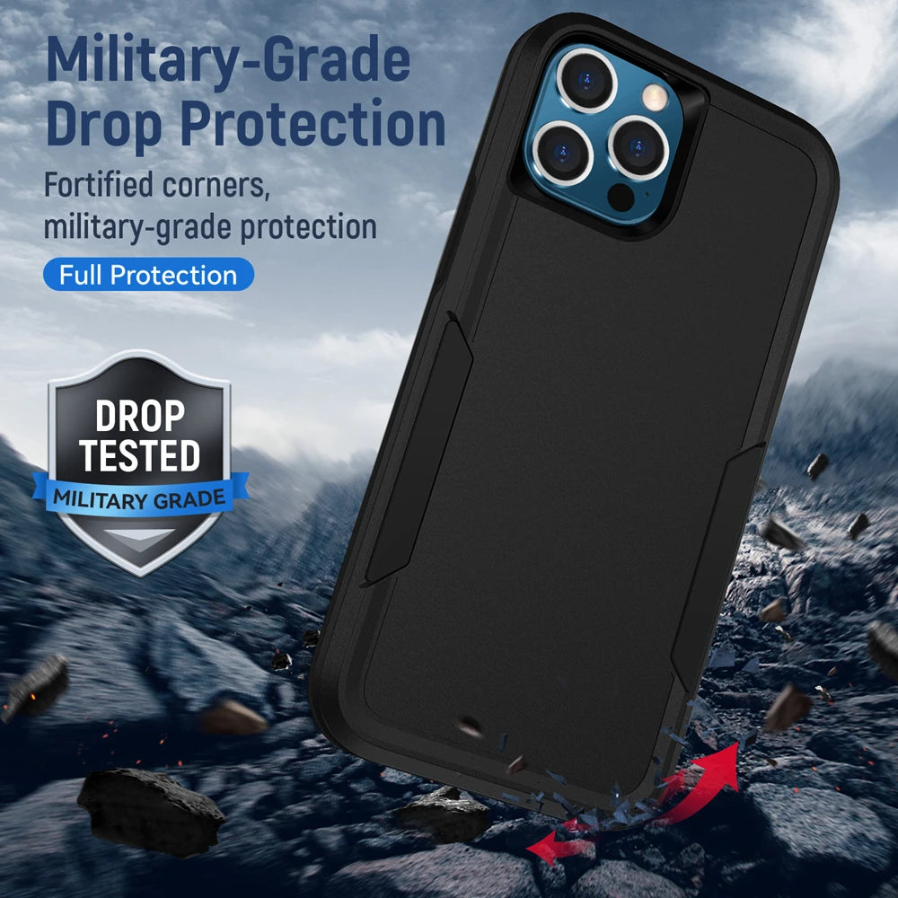 Heavy Duty Hybrid Armor Phone Case For iPhone 17 Air 16 15 13 11 14 Plus 12 Pro MAX Drop Protection Shockproof Hard Cover