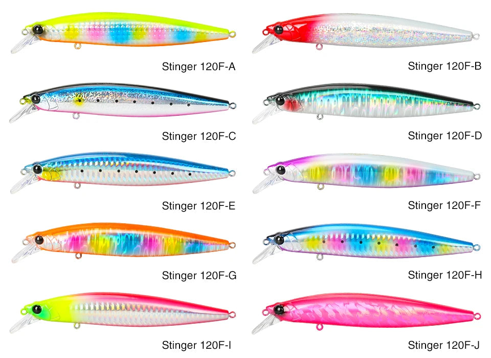Floating Minnow 120mm 19g Long Casting Sea Fishing Lure STINGER  Center Of Gravity Hard Baits