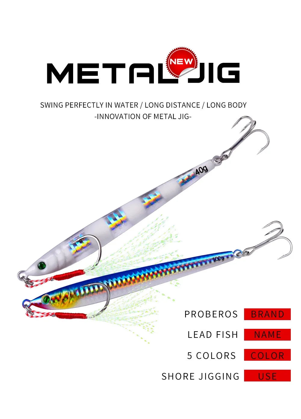 Metal Jig Bait Weight 7g-60g Trolling hard bait bass fishing tackle trout diving bait Sea Fishing Lures Pesca