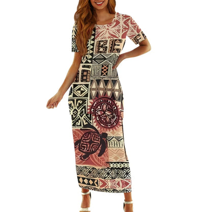 Samoa Tapa Puletasi PTaha Puletaha Samoan Dress & Maxi Skirt Set for Women Sweet Style 2Pcs Tops