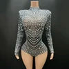 Luxury Party Women's Bodysuits Summer Formal Elegant Rhinestone Performance Wear