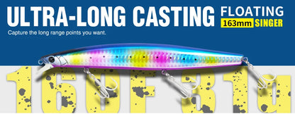 Ultra-long Casting Floating Minnow 173mm 37.5g Saltwater Fishing Lure STINGER Artificial Large Hard Baits