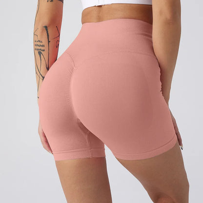 Women's High-Waisted Athletic Leggings Yoga Biker Shorts Scrunch Butt Elastic Waist Closure Solid Pattern Workout Gym Shorts