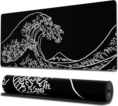 Large Gaming Mouse Pad With Stitched Edges Japanese Great Wave Anime Desk Mat  for Keyboard and Mouse Waterproof Customization