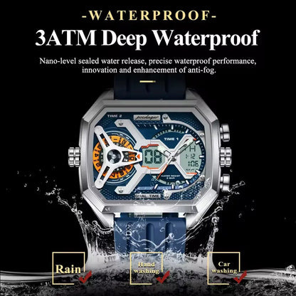 POEDAGAR E106 Calendar Quartz Watches Men's Montres Hommes Luxury LED Display Men Wristwatches Fashion Luminous Waterproof Watch