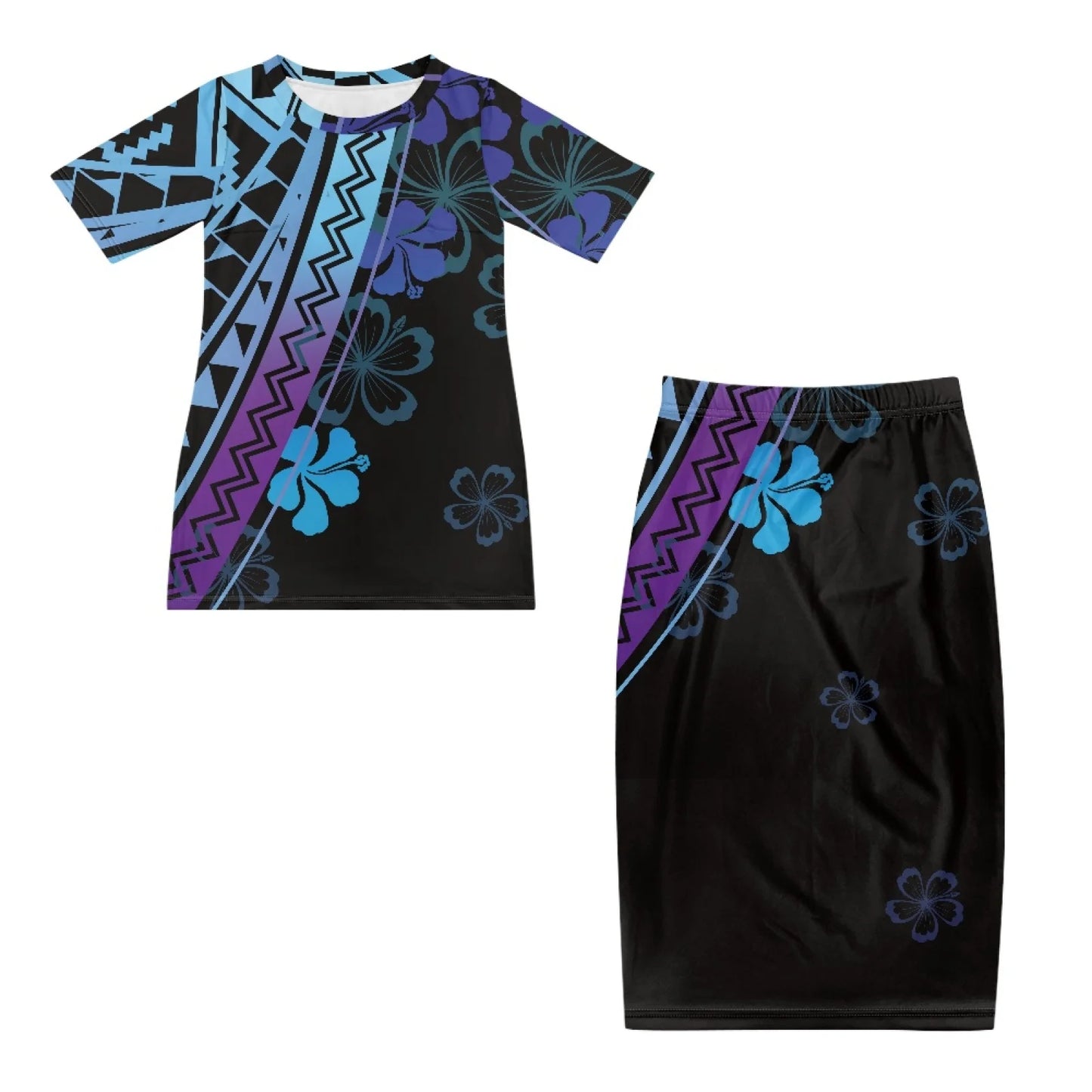 Samoa Tapa Puletasi PTaha Puletaha Samoan Dress & Maxi Skirt Set for Women Sweet Style 2Pcs Tops