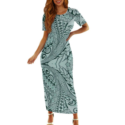 Samoa Tapa Puletasi PTaha Puletaha Samoan Dress & Maxi Skirt Set for Women Sweet Style 2Pcs Tops