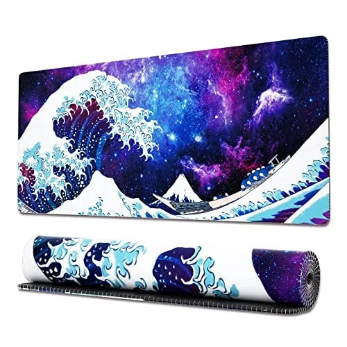 Large Gaming Mouse Pad With Stitched Edges Japanese Great Wave Anime Desk Mat  for Keyboard and Mouse Waterproof Customization