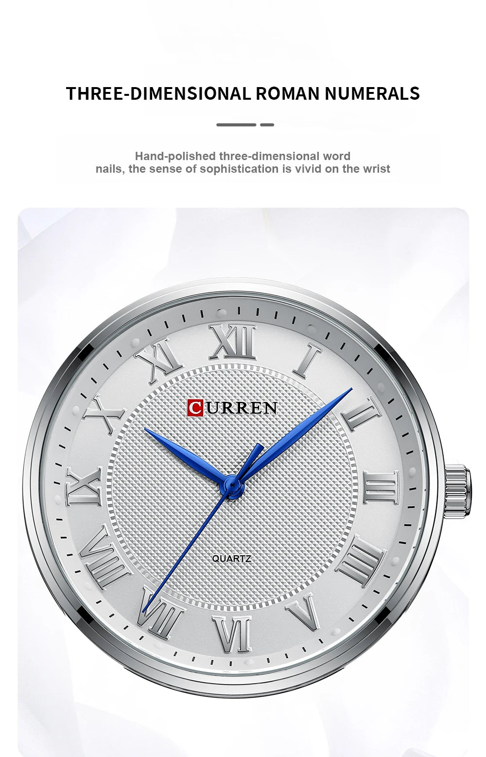 CURREN Classic Casual Watch for Men with Stainless Steel Band Simple Quartz Wristwatches for Business Man with box
