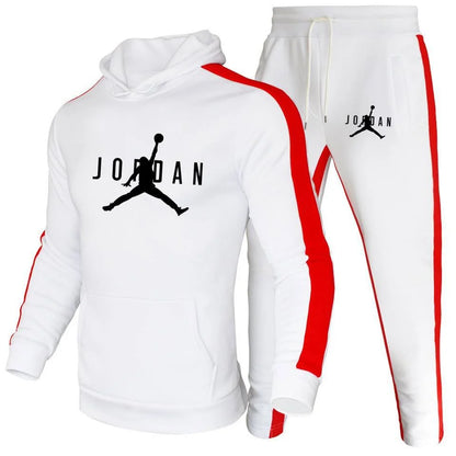 2025 Winter Trendy Sports Fashion Casual Men's Printed Hoodie Color Blocked Hoodie Two Piece Set