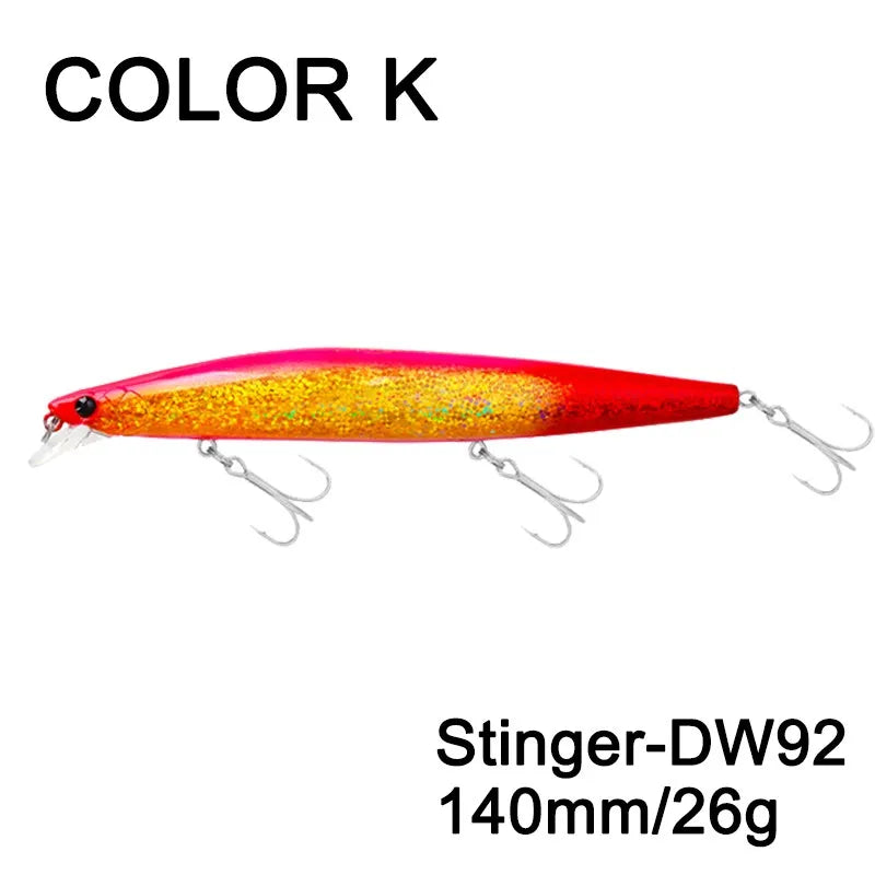 Sinking Minnow Fishing Baits140mm Saltwater Lures Pike Big Game Sea Fishing Tackle Stinger Hard Wobbler