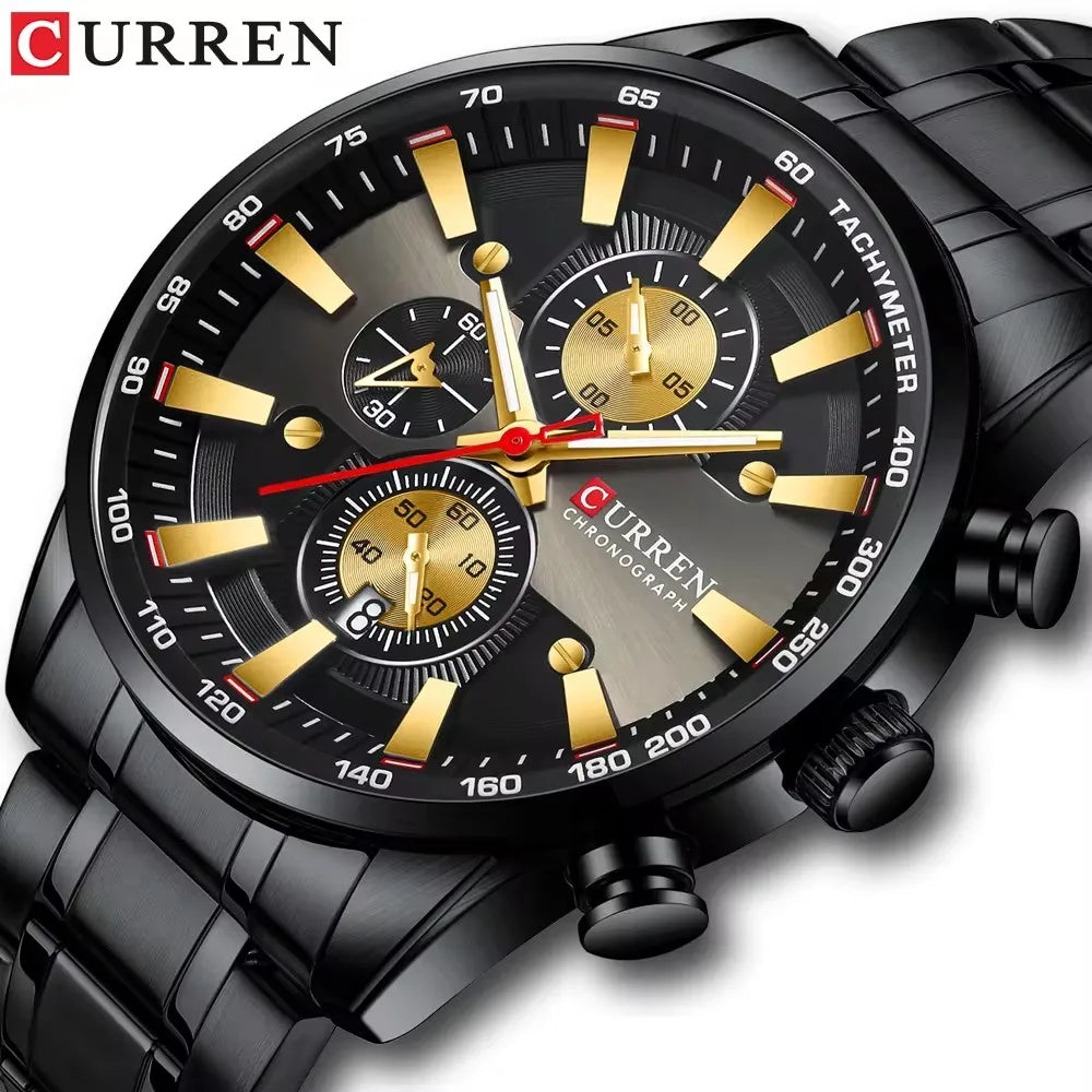 Curren 8351 Man Watches Quartz Stainless Steel Band Clock Luminous Hands Luxury Business Sporty Chronograph Wristwatches For Men