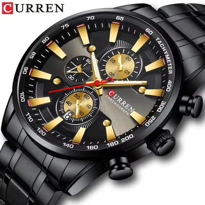 Curren 8351 Man Watches Quartz Stainless Steel Band Clock Luminous Hands Luxury Business Sporty Chronograph Wristwatches For Men