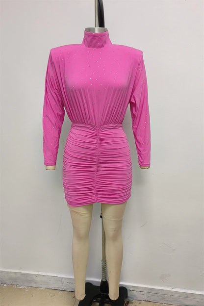 Diamond Pink Dresses Rhinestones Party Dress Elegant for Women