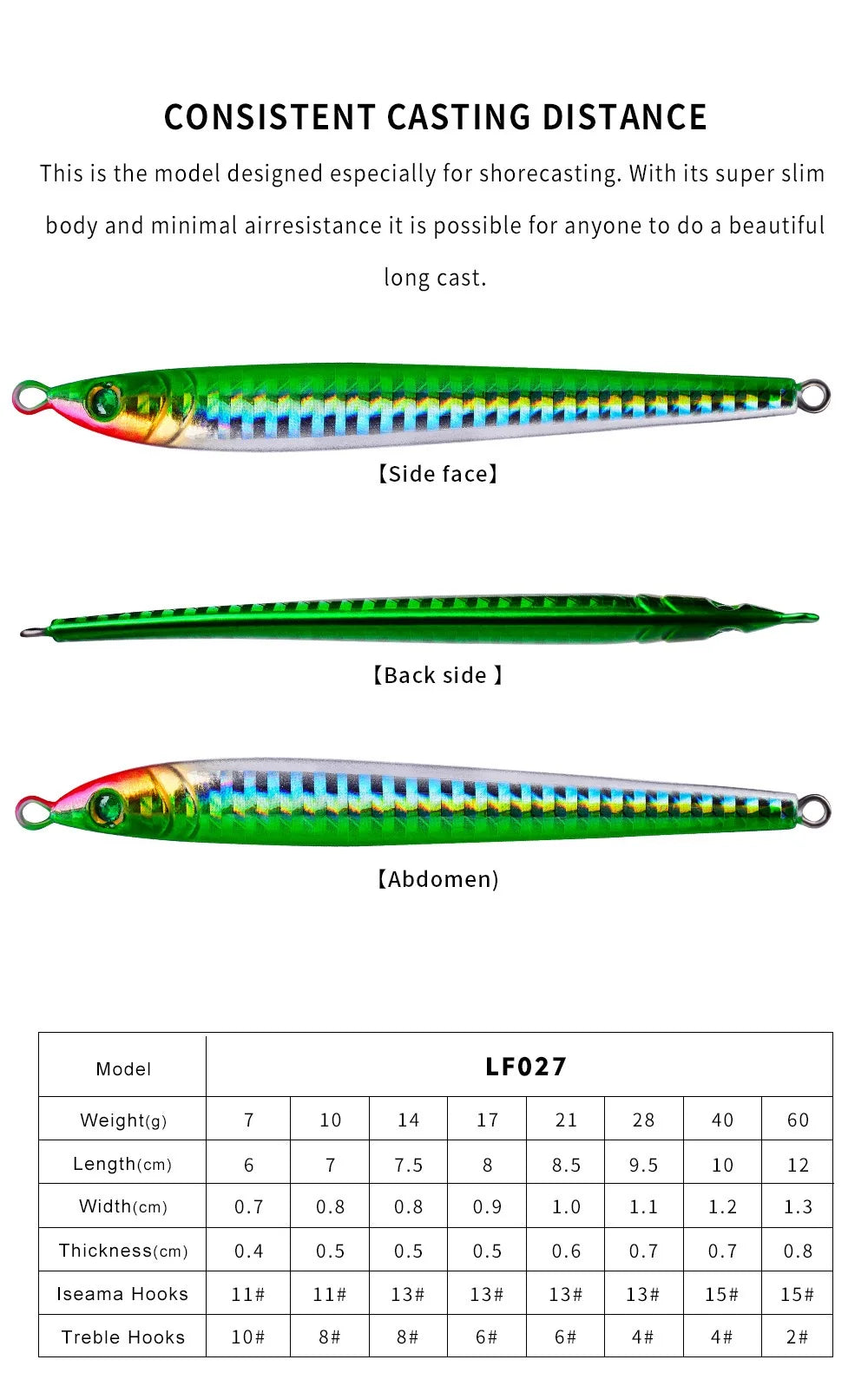Metal Jig Bait Weight 7g-60g Trolling hard bait bass fishing tackle trout diving bait Sea Fishing Lures Pesca