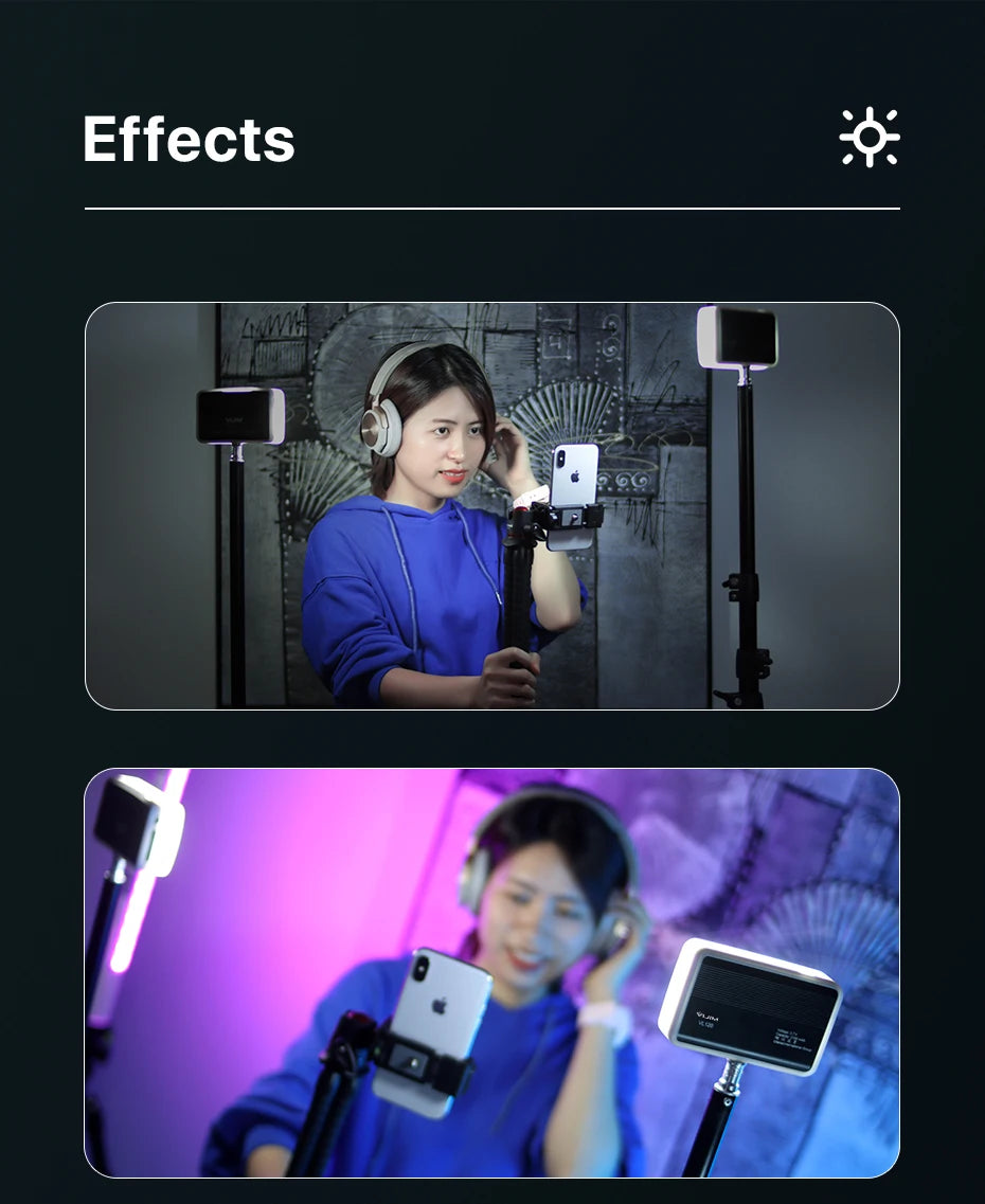 Led Video Light 3200-6500K With Diffuser RGB Effect Camera Light Vlog Fill Light Photography Lighting Studio Lamp