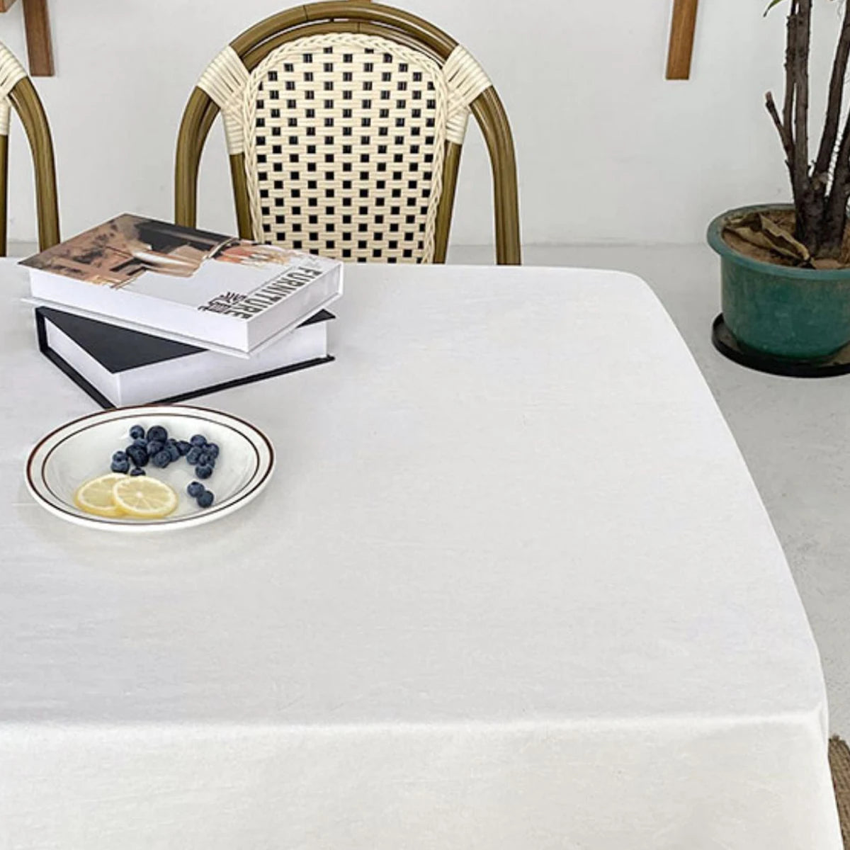 Cotton Hemstitch White Tablecloth Table Decor Custom Rectangle Square Round Dining Table Cover for Hotel Home for Wedding Party