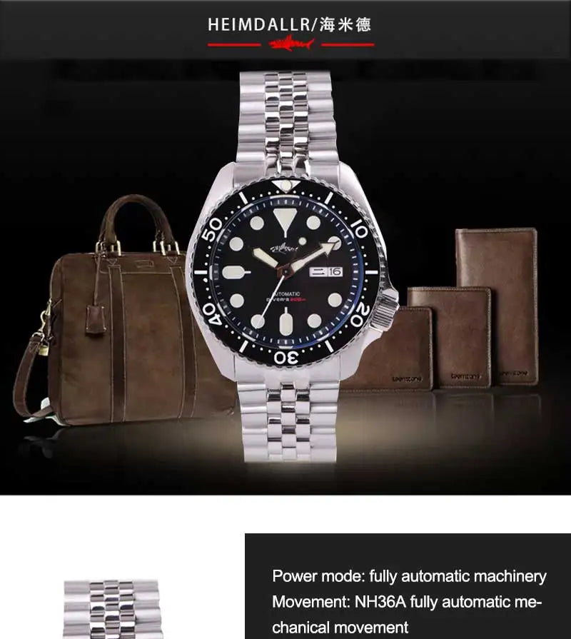 HEIMDALLR Sharkey SKX007 Vintage Diver Watch Mechanical Men Watches 200M Sapphire crystal Luminous NH36 Automatic Movement watch