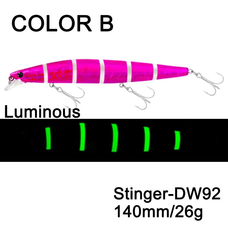 Sinking Minnow Fishing Baits140mm Saltwater Lures Pike Big Game Sea Fishing Tackle Stinger Hard Wobbler