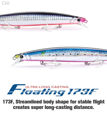 Ultra-long Casting Floating Minnow 173mm 37.5g Saltwater Fishing Lure STINGER Artificial Large Hard Baits