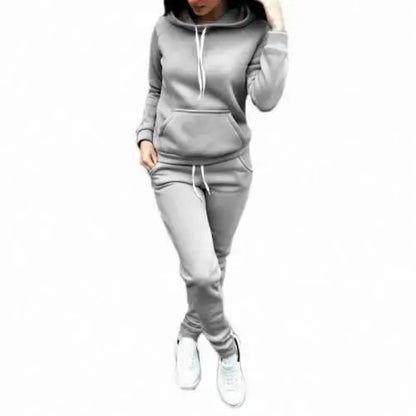 Hot Sale Fashion Women 2 Piece Set Hooded Tops + Pants Solid Winter Fleece Tracksuit Sweatshirt Sweater Hoodies Suits
