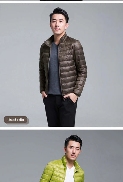 Plus Size Men Puffer Jacket Spring Winter Ultra Lightweight Packable Down Jacket Water Wind-Resistant Breathable Coat