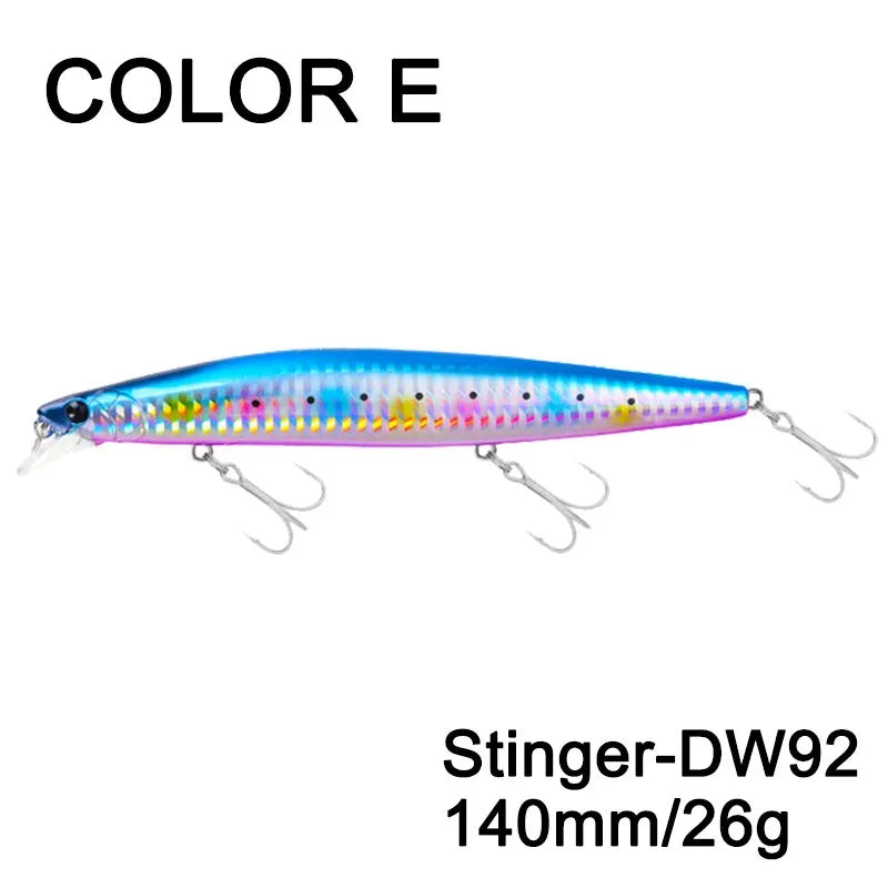 Sinking Minnow Fishing Baits140mm Saltwater Lures Pike Big Game Sea Fishing Tackle Stinger Hard Wobbler