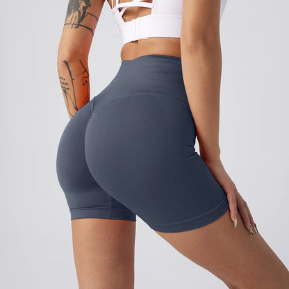 Women's High-Waisted Athletic Leggings Yoga Biker Shorts Scrunch Butt Elastic Waist Closure Solid Pattern Workout Gym Shorts