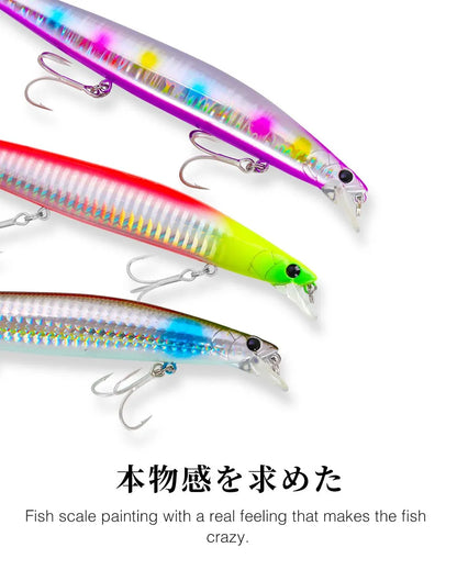 Sinking Minnow Fishing Baits140mm Saltwater Lures Pike Big Game Sea Fishing Tackle Stinger Hard Wobbler