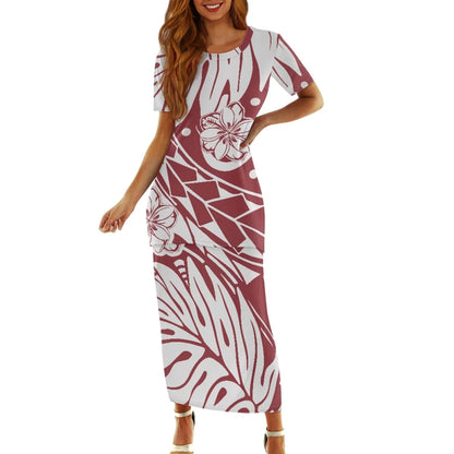 Samoa Tapa Puletasi PTaha Puletaha Samoan Dress & Maxi Skirt Set for Women Sweet Style 2Pcs Tops